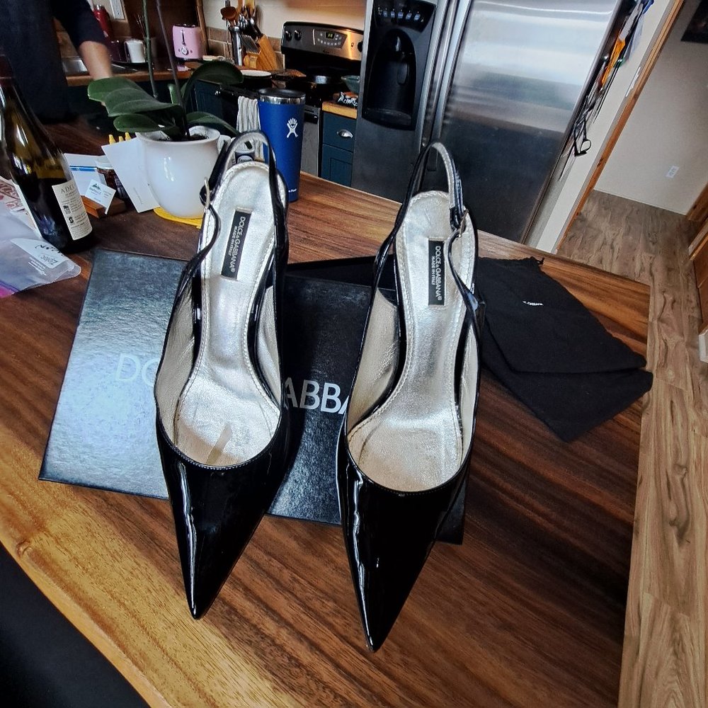 Dolce & Gabbana Slingback Black Patent Leather Heels